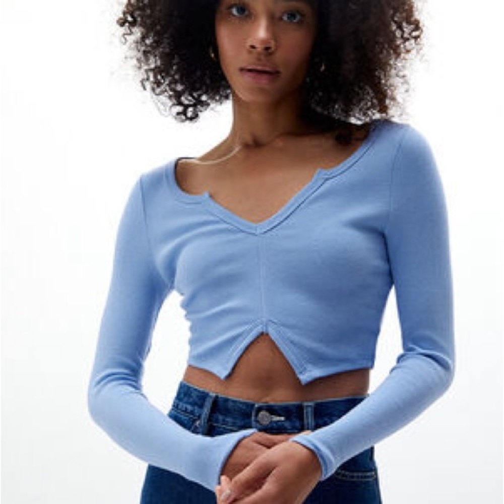 NWT Pacsun Eco Double Notched Long Sleeve Top Size S